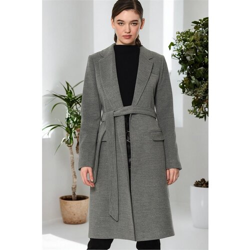 Dewberry Z6613 WOMEN&amp;#039;S COAT-PLAIN GREY Slike