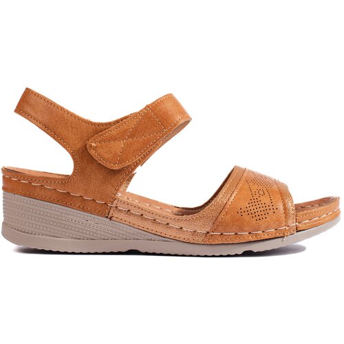Shelvt Camel women's Velcro sandals Cene