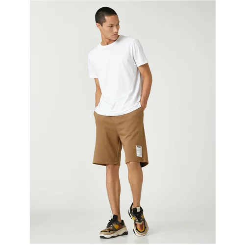 Koton Basic Shorts Tie the waist, Slogan and Printed Labels, Pockets.