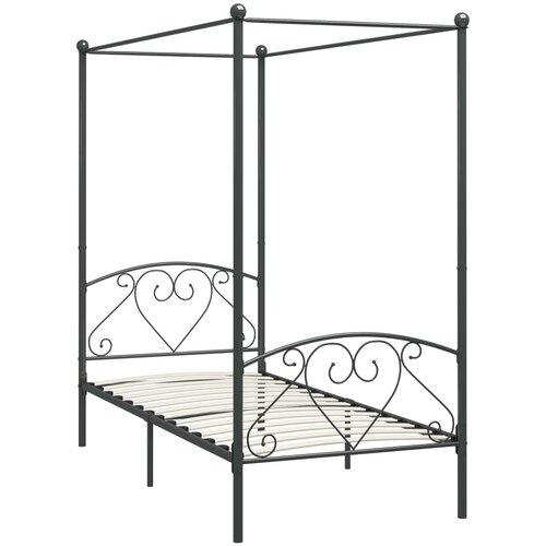 Maison Chic Posteljni okvir - Enojna postelja - Postelja za odrasle z ogrodjem za baldahin siv kovinski 90x200 cm, (21696545) Cene