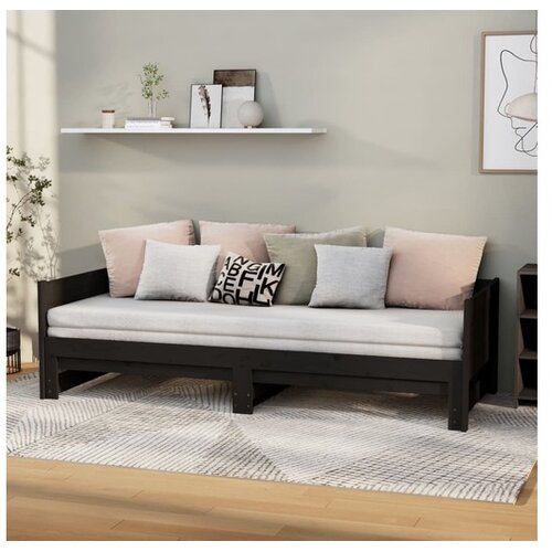  Dnevni ležaj na izvlačenje 2x(90x200) cm crni od borovine Cijene