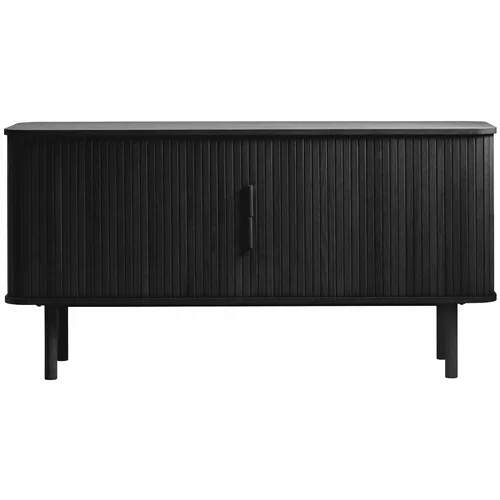 Unique Furniture Crna niska komoda u dekoru hrasta s kliznim vratima 76x160 cm Cavo –