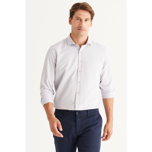 AC&Co / Altınyıldız Classics Men's Gray Slim Fit Slim Fit Italian Collar Dobby Shirt. Cene