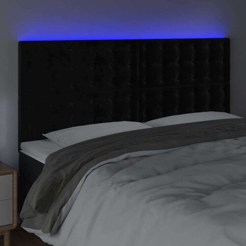 vidaXL LED uzglavlje crno 160x5x118/128 cm baršunasto Cijene