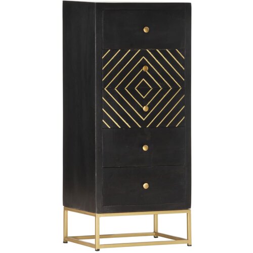 Furnova Predalnik črn in zlat 45x30x105 cm trden mangov les, (22105554) Slike