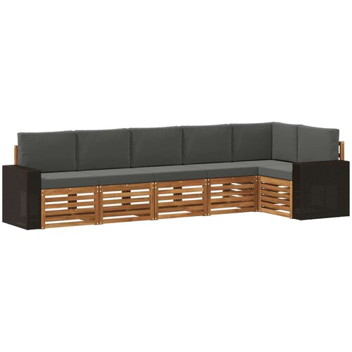 vidaXL Kotna sedežna garnitura z blazino 6 pcs Naravna in antracitna, (5000283361) Cene