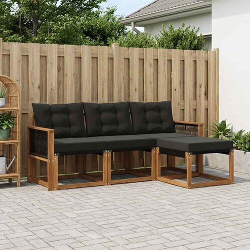  Set vanjskih sofa 4 kom. Prirodna i crna Cijene