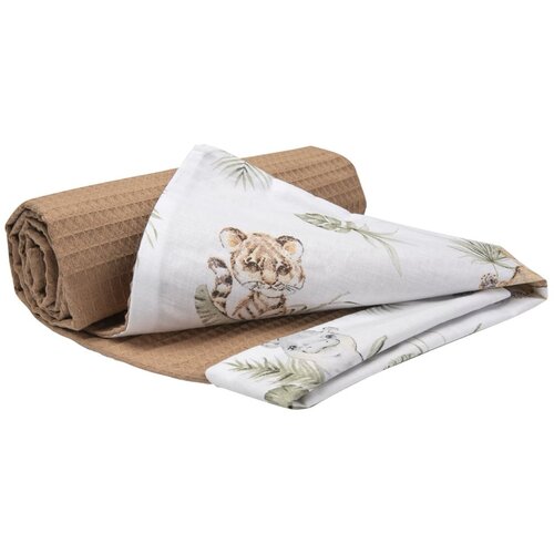 Medi Partners Blanket 75x100 cotton + cotton Waffle &amp;ndash; Safari + brown Waffle Slike