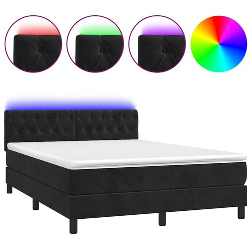 Krevet box spring s madracem LED crni 140x200 cm bar&amp;scaron;un Slike