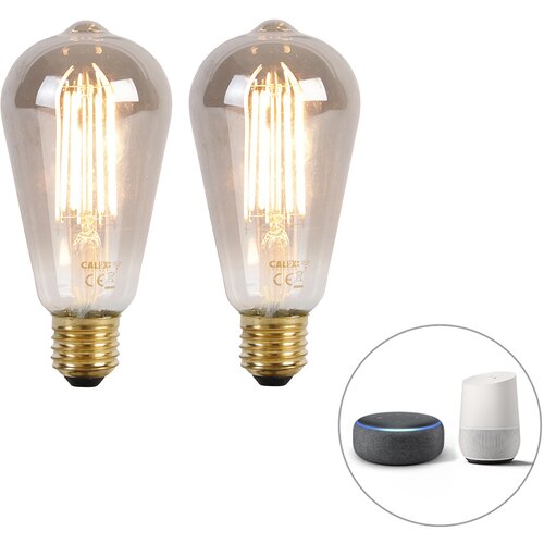 Calex Set 2 pametnih E27 LED sijalk ST64 dim 7W 400 lm 1800K Cene