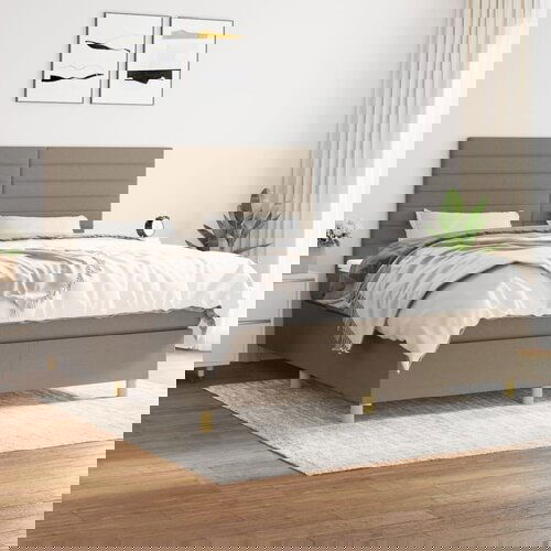 vidaXL Box spring postelja z vzmetnico taupe 160x200 cm blago Cene