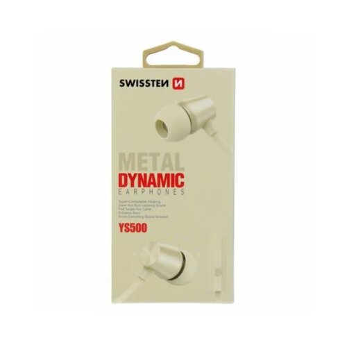 Swissten slušalice + mikrofon, In-ear, metalne, srebrno/bijele DYNAMIC YS500 Cene