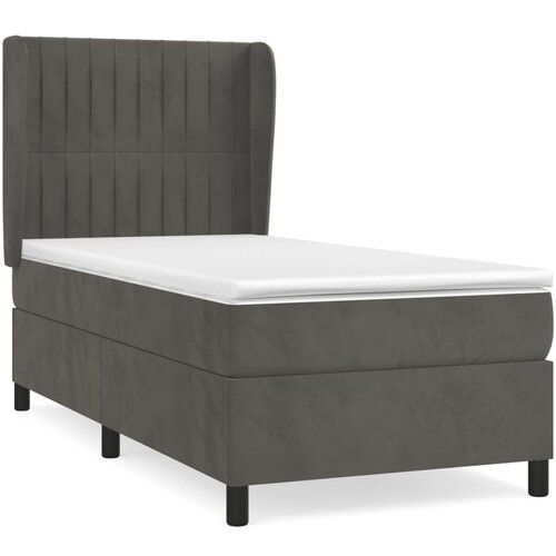 VidaXL Box spring postelja z vzmetnico temno siv 90x190 cm žamet, (20791521) Slike