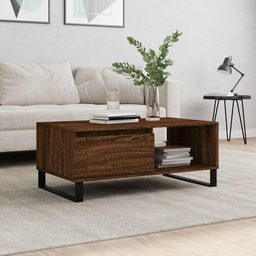 vidaXL Klubska mizica rjav hrast 90x50x36,5 cm inženirski les Cene