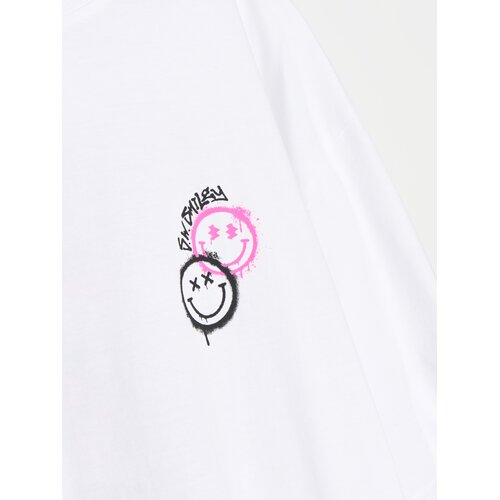 Sinsay Pamučna majica s printom na leđima Smiley World Slike