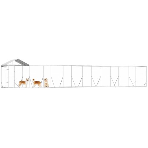  kavez za pse s krovom srebrni 14x2x2,5m pocinčani čelik Slike