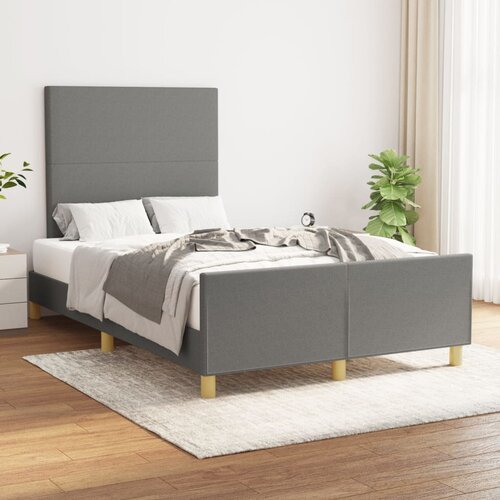 The Living Store Posteljni okvir z vzglavjem temno siv 120x200 cm blago - Posteljni Okvir Z Vzglavjem, (21530773) Cene