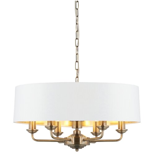  Endon 98933 - Luster na lancu HIGHCLERE 6xE14/40W/230V bela/mesing Slike