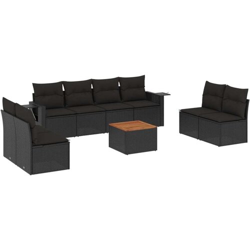 vidaXL 9-dijelni set vrtnih sofa s jastucima crni od poliratana Cijene