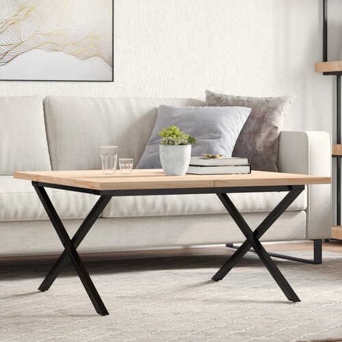VidaXL Stolić za kavu X-oblika 90x90x45 5 cm od borovine i željeza Slike