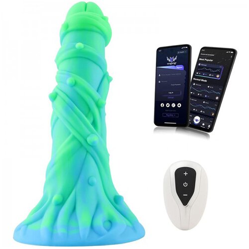 HiSmith WDA029-M Wildolo Glow-in-the-Dark Liquid Silicone Vibrating Dildo with Remote &amp;amp; App 20.8cm Slike