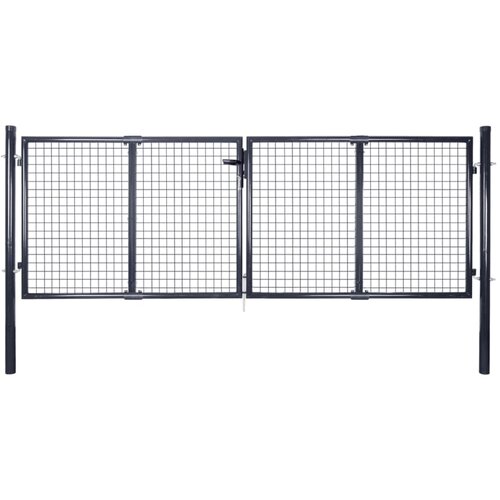 vidaXL Mrežasta vrtna vrata pocinkano jeklo 289x100 cm siva Cene