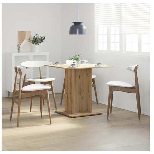 vidaXL jedilna miza, inženirski les, artisan hrast, 80x80x75 cm Cene