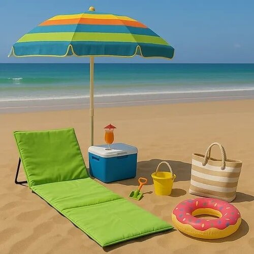 LemonPlanet Sklopiva ležaljka za plažu 140x39cm/ zelena Slike