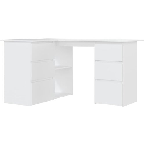 Maison Chic Kotna Pisalna miza - pisarniška miza - Računalniška miza bela 145x100x76 cm iverna plošča, (21785037) Cene