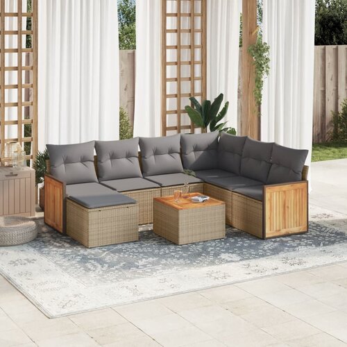 vidaXL 8-dijelni set vrtnih sofa od poliratana s jastucima bež Cijene