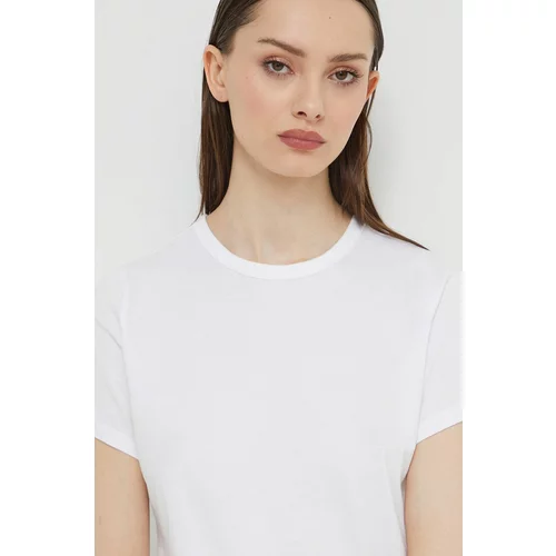 Abercrombie & Fitch Bombažna kratka majica ženski, bela barva