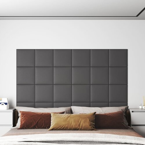 VidaXL Stenski paneli 12 kosov sivi 30x30 cm umetno usnje 1,08 m&amp;sup2; Slike
