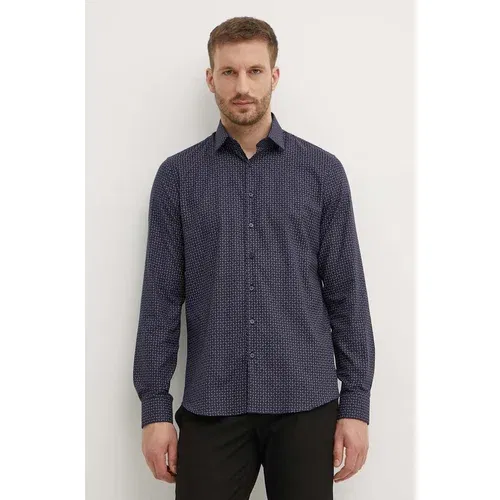 Calvin Klein Košulja za muškarce, boja: tamno plava, slim, s talijanskim ovratnikom, K10K113178