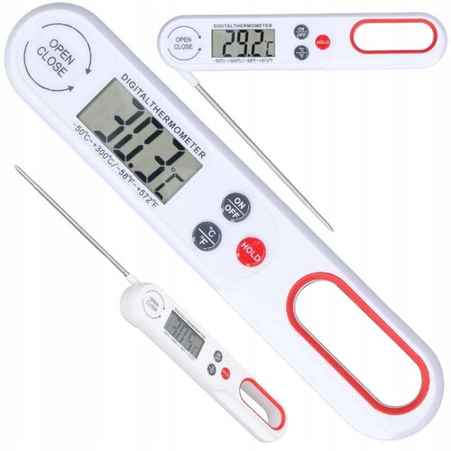  Zložljiv LCD kuhinjski termometer za meso in tekočine do 300°C bel Cene