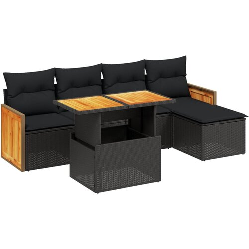 Maison Chic Seti vrtnega pohištva - Vrtna garnitura - Vrtni pohištvo set 6-delna z blazinami črna poli ratan, (21804705) Cene