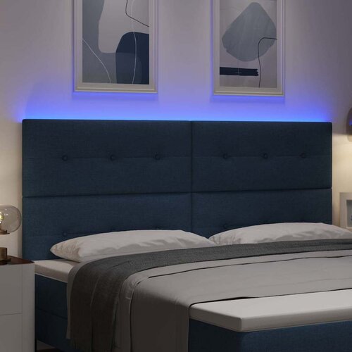  LED glava kreveta s LED trakama Plava 200 cm tkanina Slike