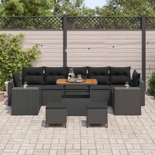  Sjedeća garnitura za vrt 10 kom. Crna poliratan 331 x 145 x 85 cm Slike