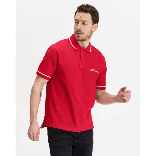 Tommy Hilfiger Tipped Signature Polo majica Rdeča