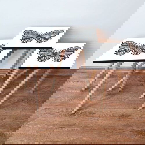 Hanah home 3Shp12 - white whiteanthracite nesting table (3 pieces) Cene