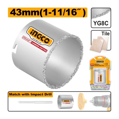 Ingco hsb40431 karbidna kruna za pločice 43mm super ( HSB40431 ) Cene