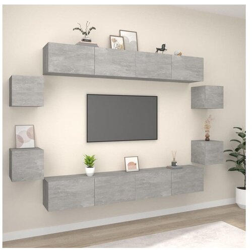vidaXL 8-dijelni set TV ormarića siva boja betona konstruirano drvo - Beton siva 8 100 cm Cijene