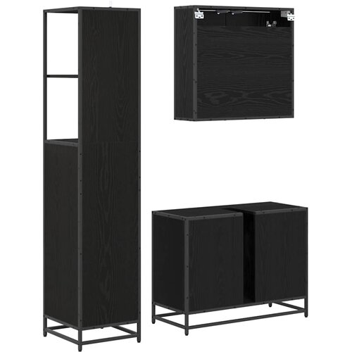  Set namje&amp;scaron;taja za kupaonicu 3 kom. Crni hrast 80 x 33 x 60 cm Slike