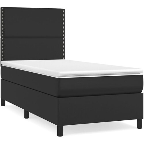  Box spring postelja z vzmetnico črn 90x190 cm umetno usnje Cene