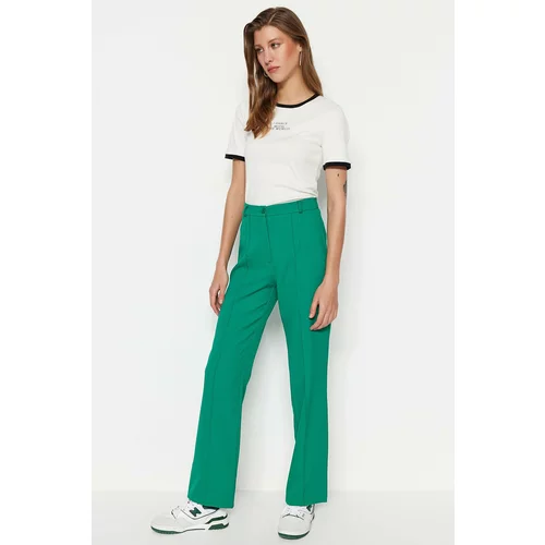 Trendyol Emerald Straight High Waist Stitched Woven Trousers