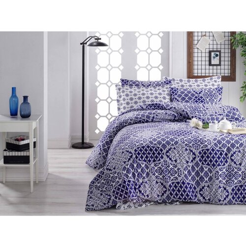  donjette - dark blue dark bluewhite ranforce double quilt cover set (eu) (it) Cene