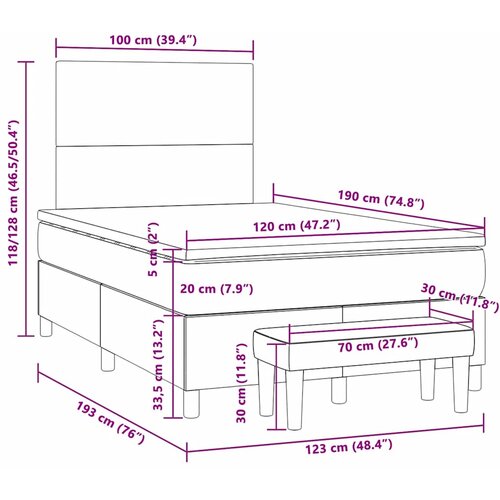  Krevet s oprugama i madracem svjetlosivi 120x190 cm od tkanine Slike