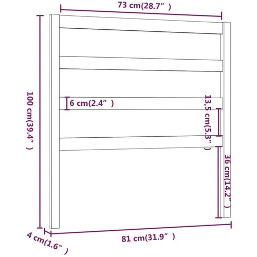 VidaXL uzglavlje za krevet sivo 81 x 4 x 100 cm od masivne borovine Slike
