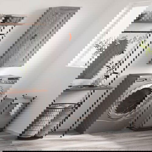 VidaXL Zidni ormarić siva boja hrasta 34,5x34x90 cm konstruirano drvo Slike