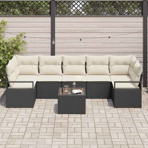  Set sofe 8 pcs Crna i Krema poliratan Slike