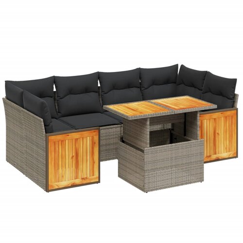  7-dijelni set vrtnih sofa sivi od poliratana Slike